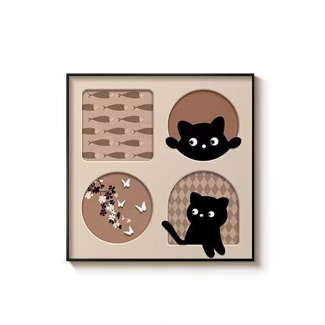 Vintage-Style Cat-Themed Cozy Living Room Decorative Painting