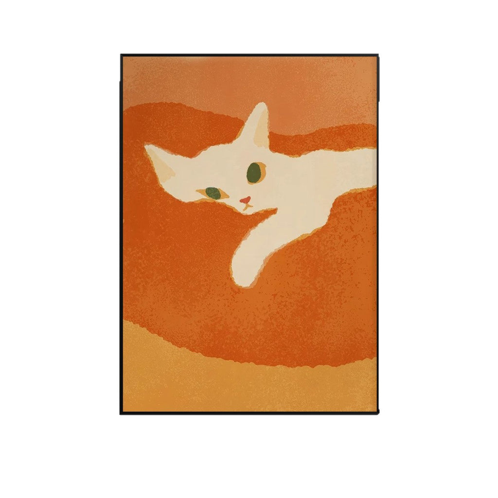 Cute And Minimalist Cat-Themed Bedroom Headboard Mural