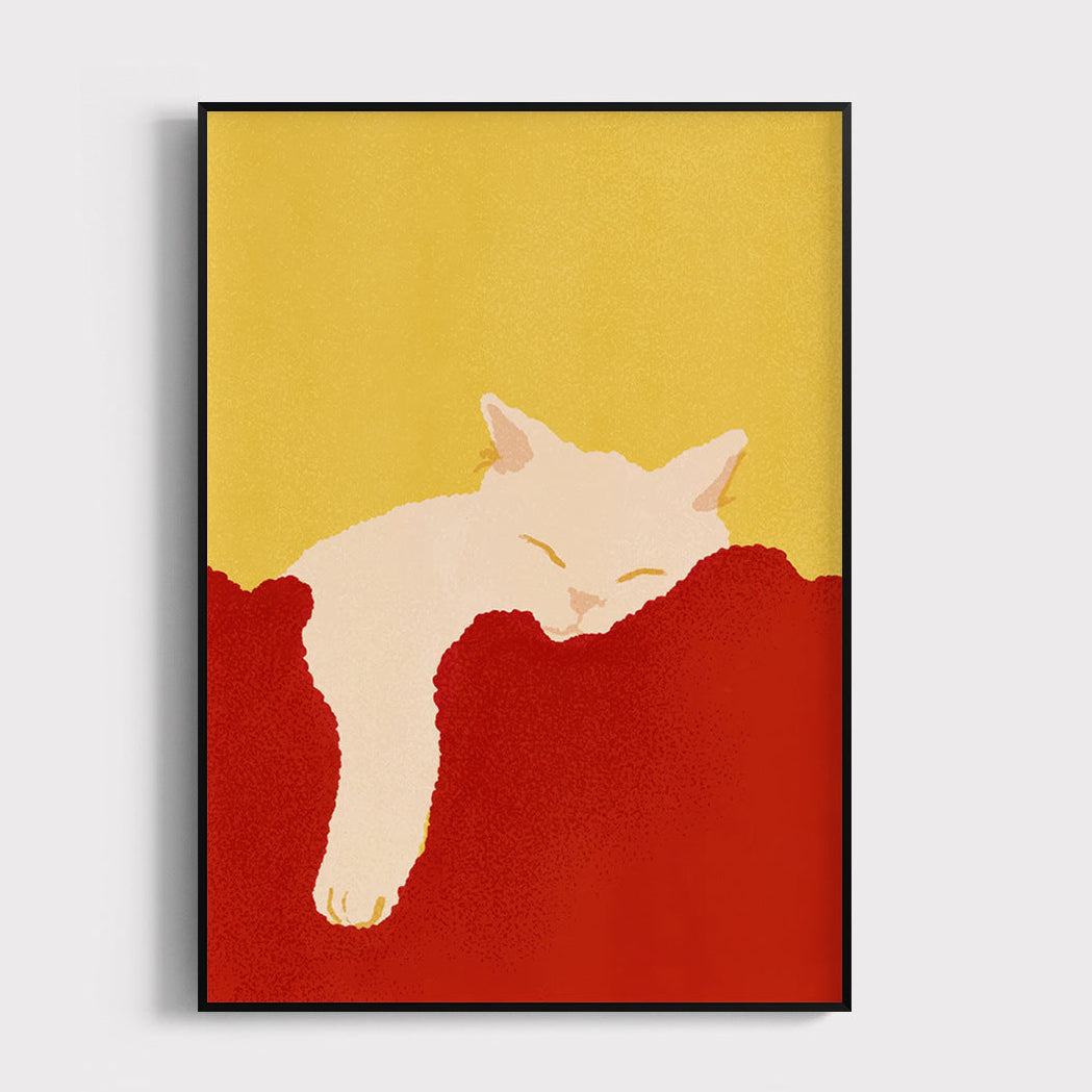Cute And Minimalist Cat-Themed Bedroom Headboard Mural