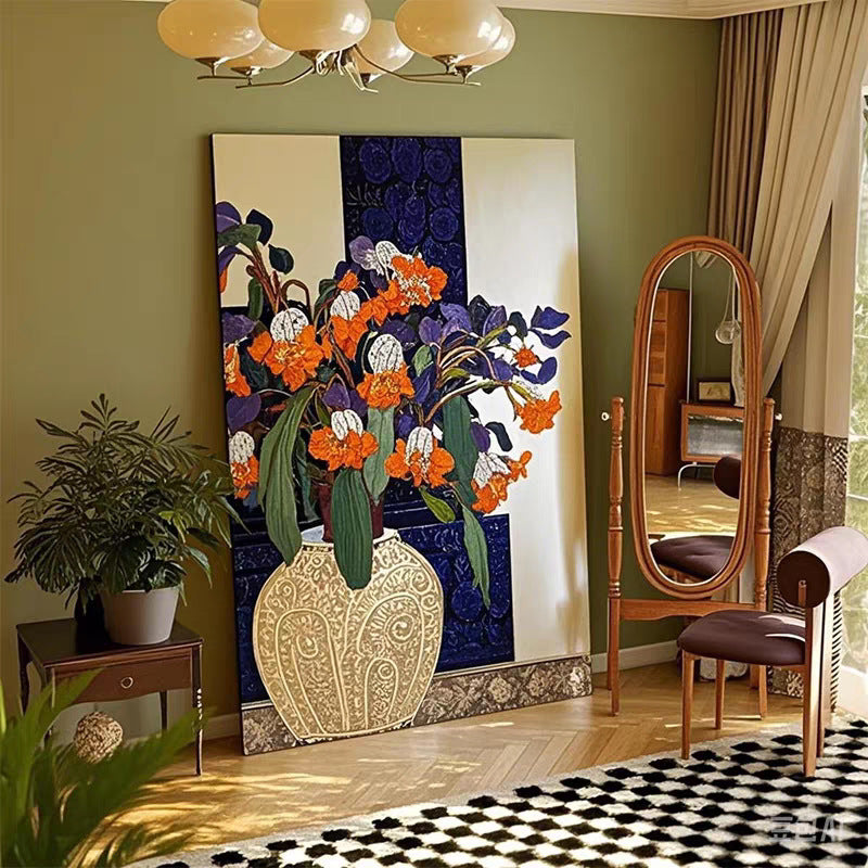 French Vintage Style Floral Textured Wall Painting