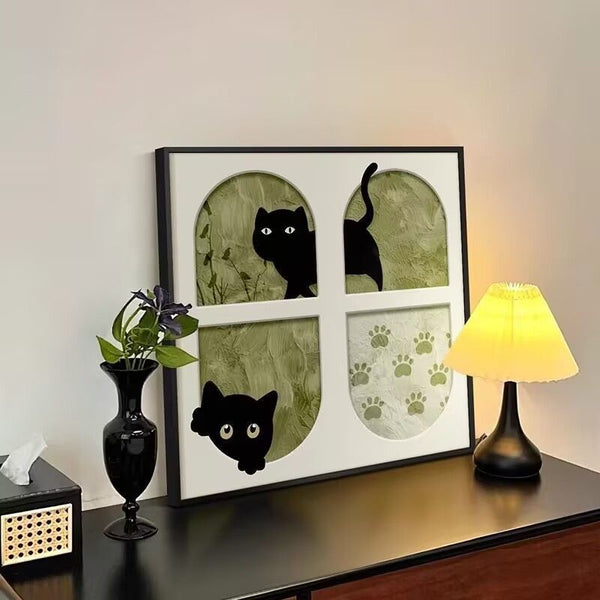Vintage-Style Cat-Themed Cozy Living Room Decorative Painting