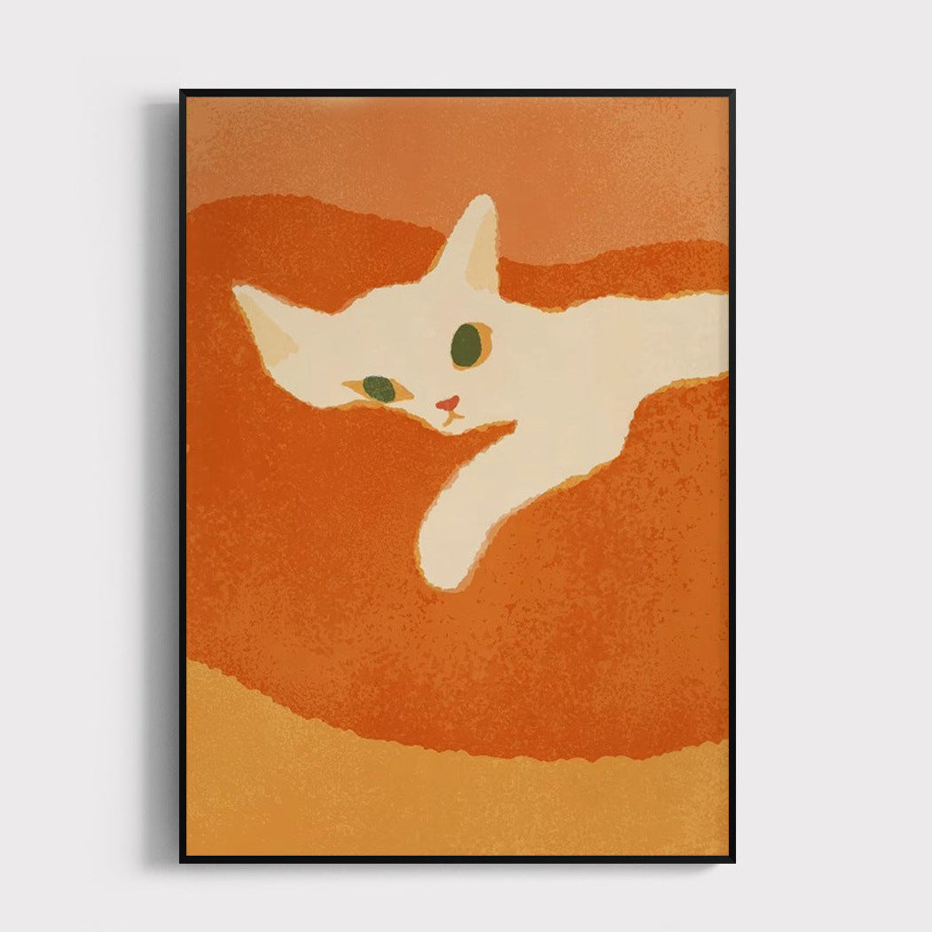 Cute And Minimalist Cat-Themed Bedroom Headboard Mural