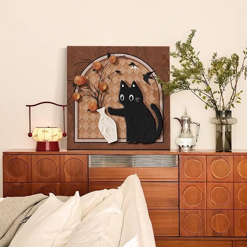 Vintage Style Cat Figurine Painting