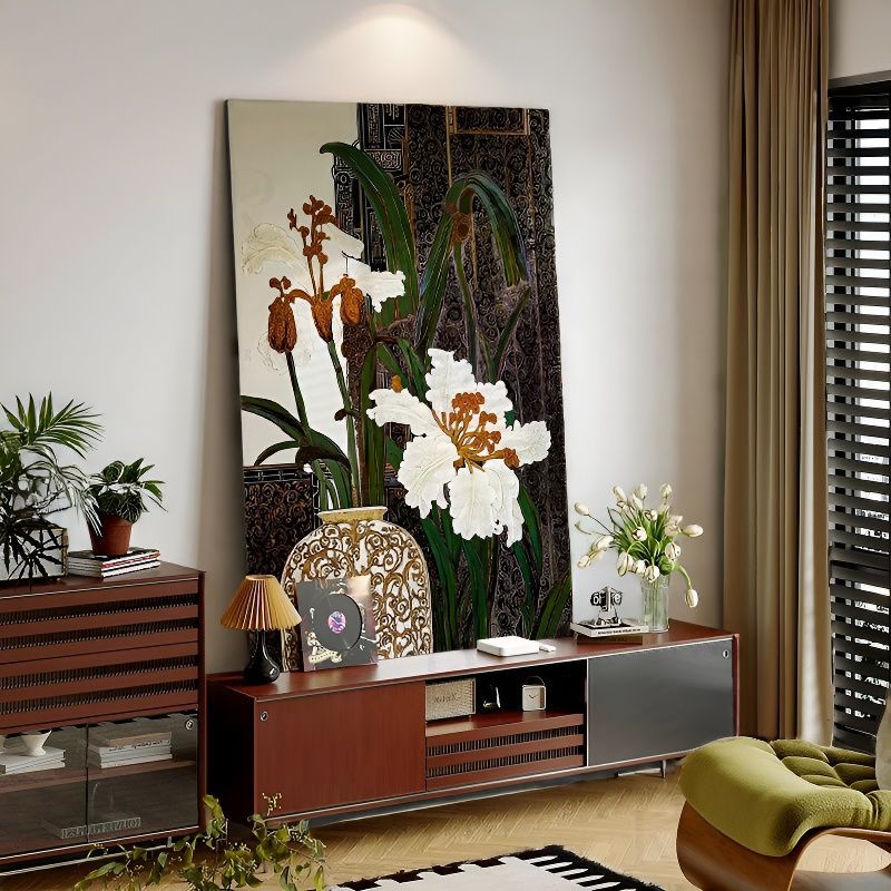 French Vintage Style Floral Textured Wall Painting
