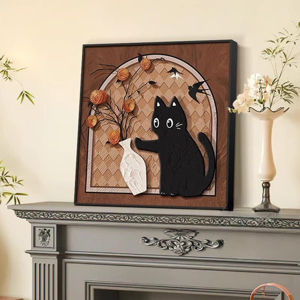 Vintage Style Cat Figurine Painting