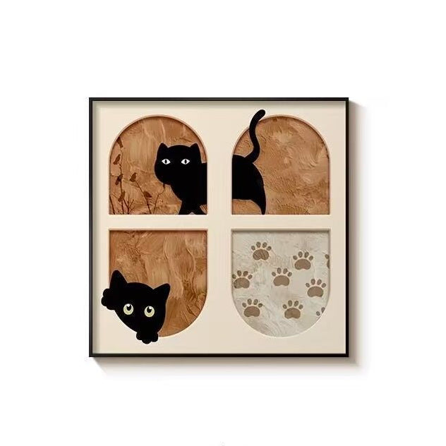 Vintage-Style Cat-Themed Cozy Living Room Decorative Painting