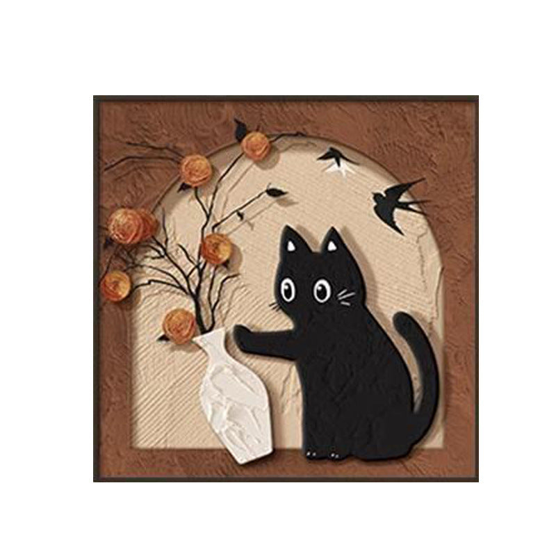 Vintage Style Cat Figurine Painting