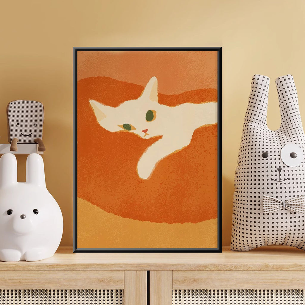Cute And Minimalist Cat-Themed Bedroom Headboard Mural