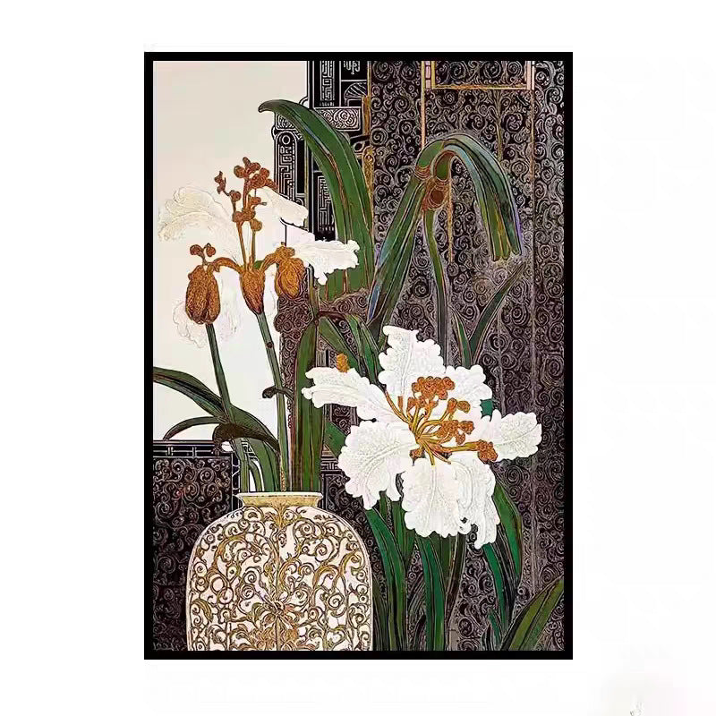 French Vintage Style Floral Textured Wall Painting