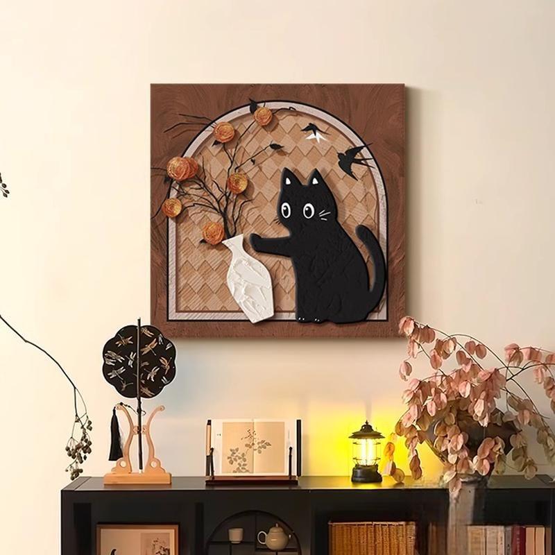 Vintage Style Cat Figurine Painting