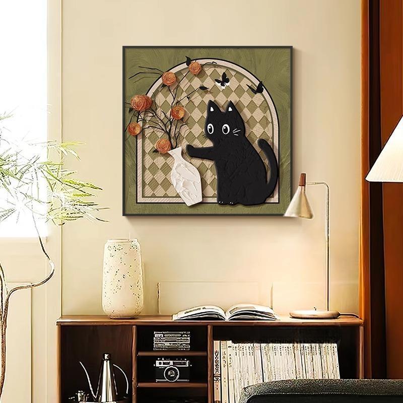 Vintage Style Cat Figurine Painting