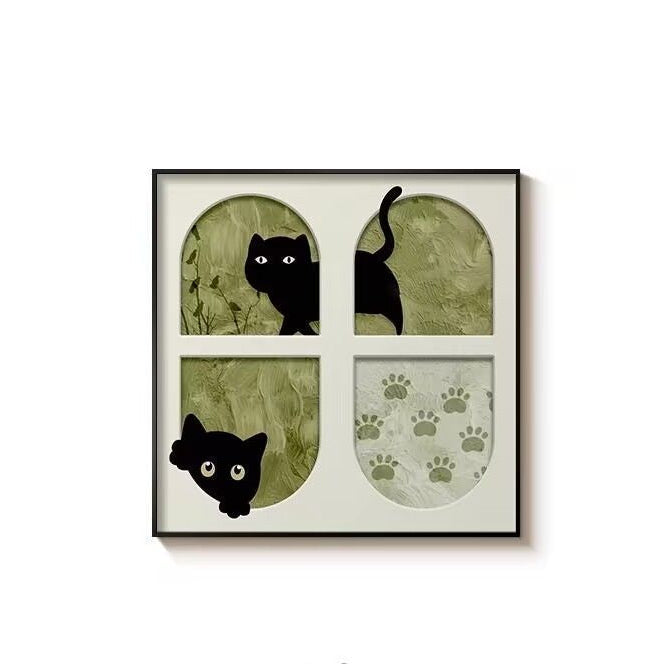 Vintage-Style Cat-Themed Cozy Living Room Decorative Painting