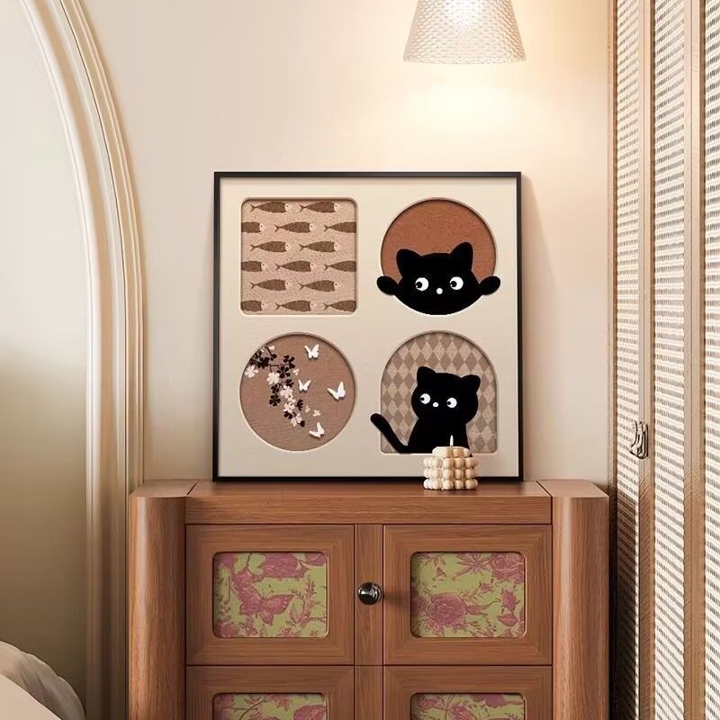 Vintage-Style Cat-Themed Cozy Living Room Decorative Painting