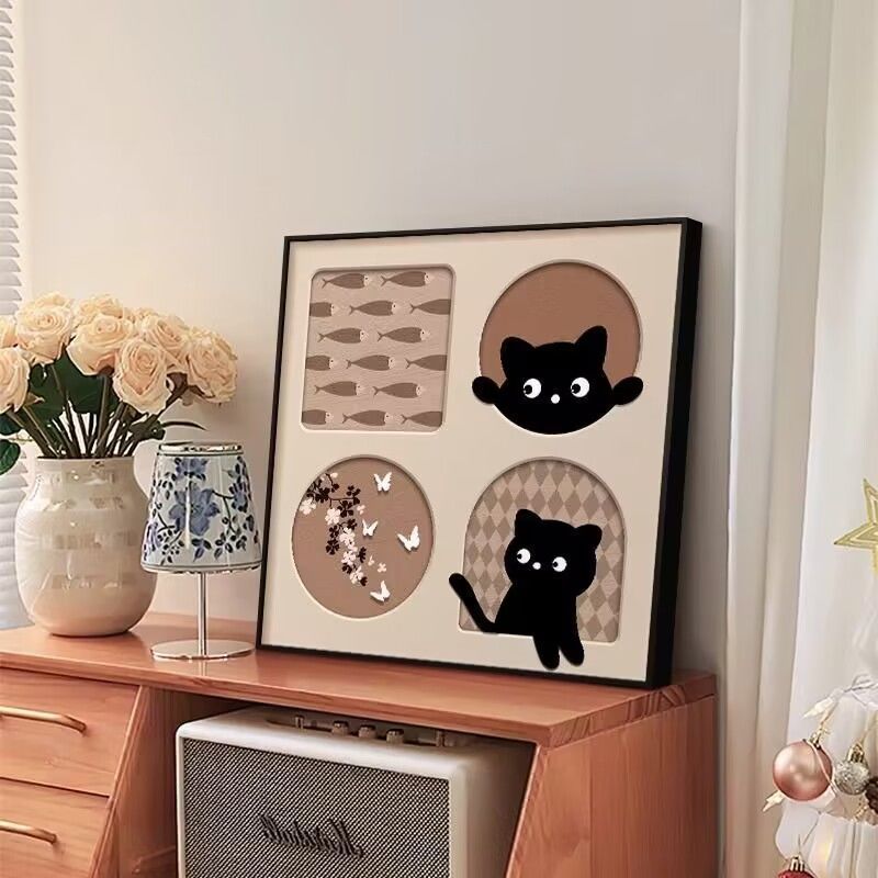 Vintage-Style Cat-Themed Cozy Living Room Decorative Painting