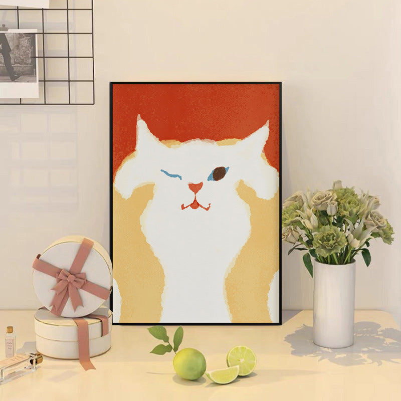Cute And Minimalist Cat-Themed Bedroom Headboard Mural